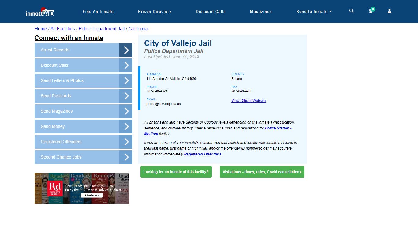 City of Vallejo Jail & Inmate Search - Vallejo, CA