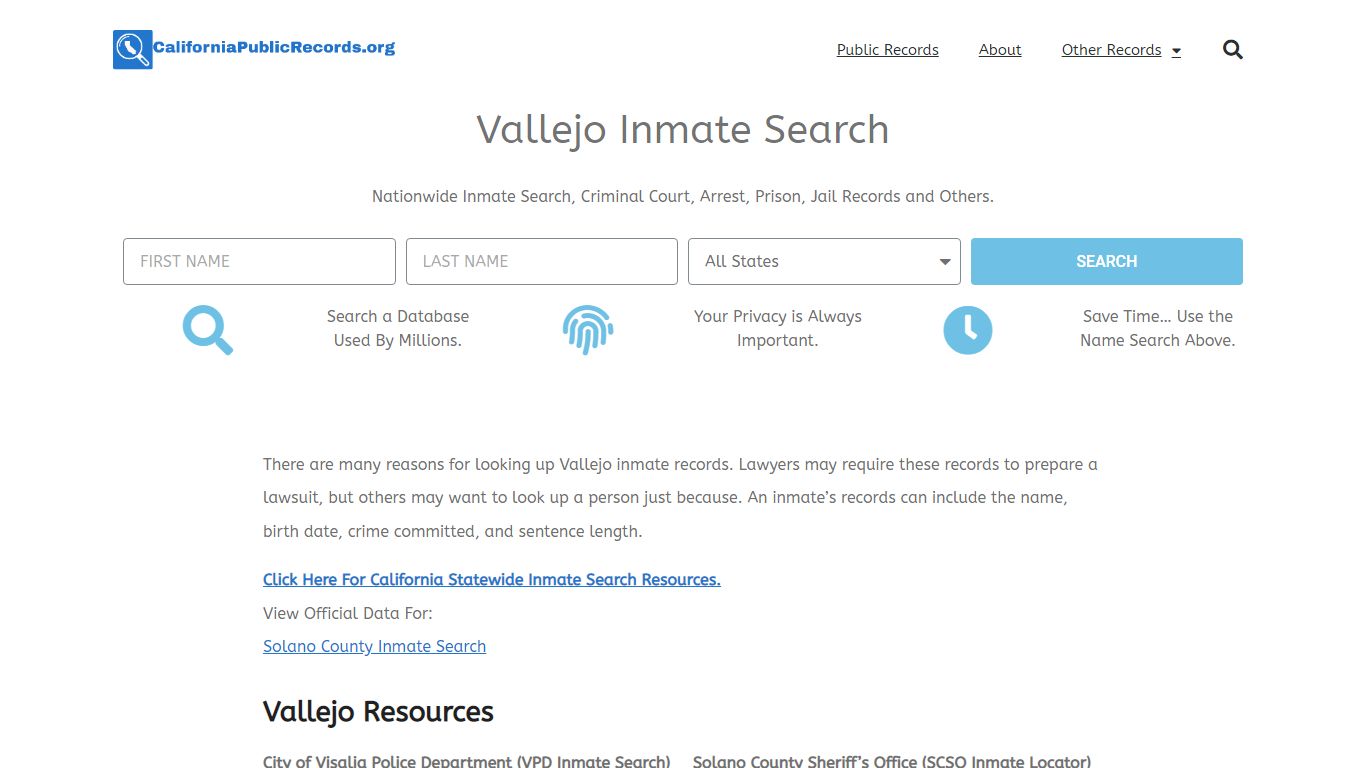 Vallejo Inmate Search - Current & Past VPD CA Jail Records